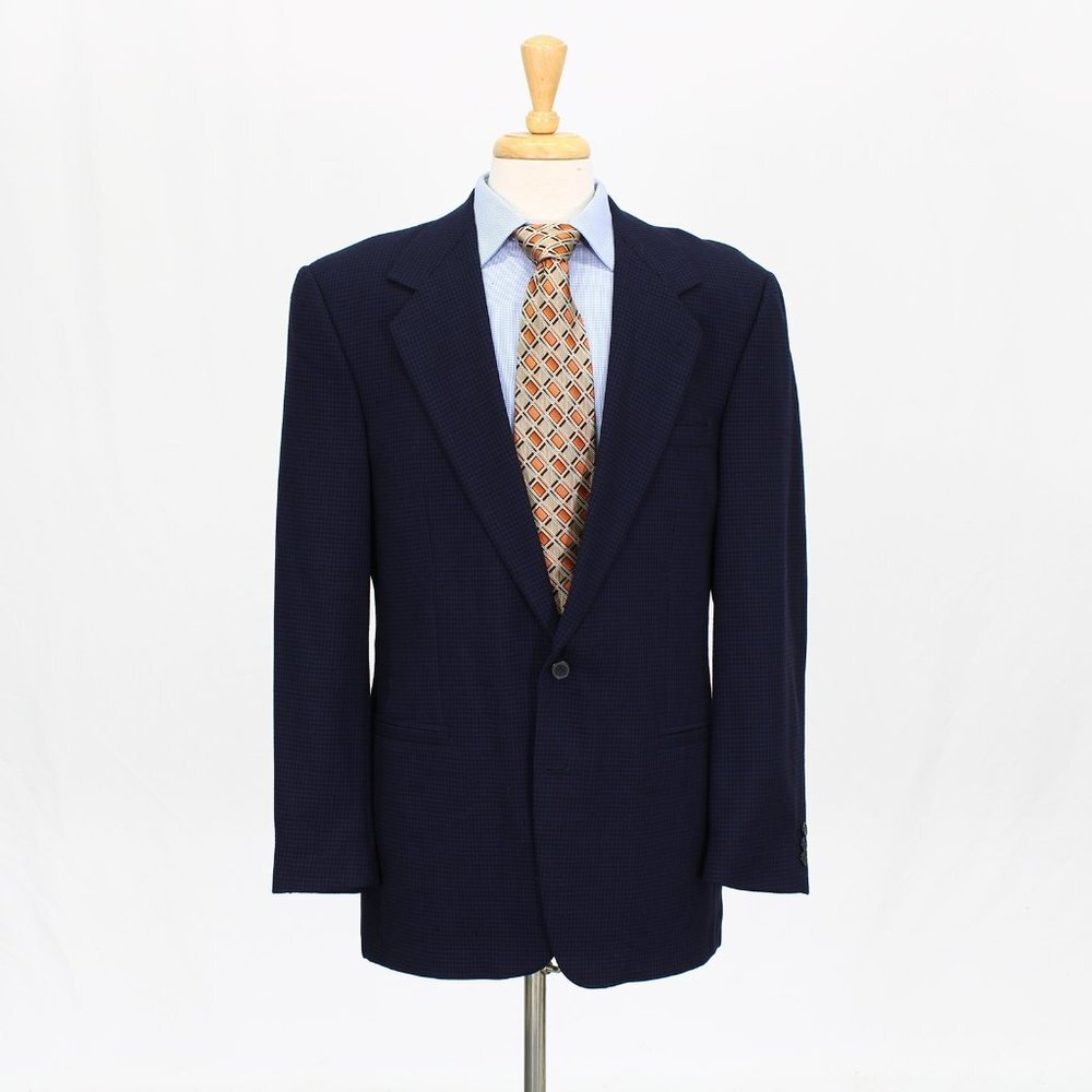 Vintage Versace V2 Union Made 40L Blue Sport Coat Blazer Jacket Check Wool V168